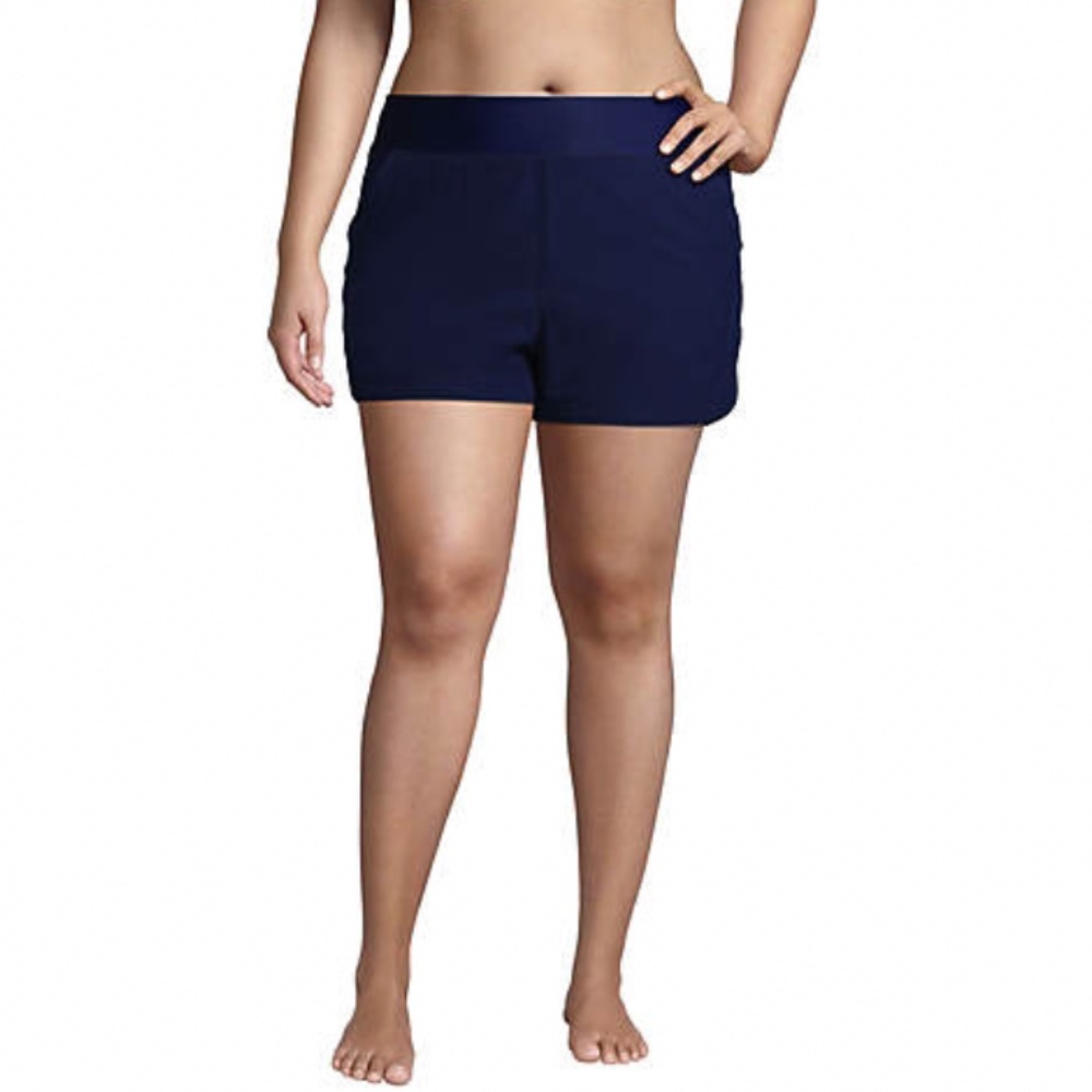 LANDSEND WOMENS PLUS SIZE  3" Quick Dry Elastic Waist  Swim Shorts with Panty
